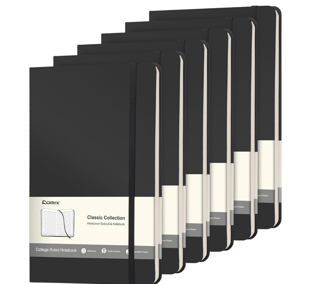 4 Pack Lined Black Journal Notebooks 5.5x8.3
