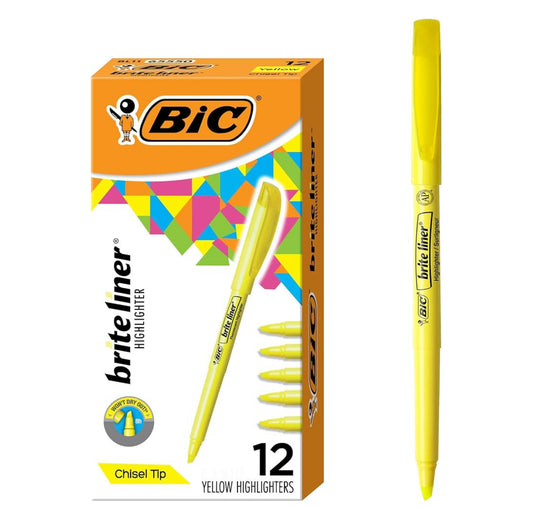 Bic High Lighter 12 Count Chisel Tip